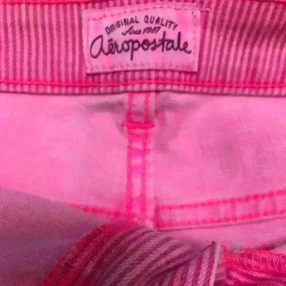 AEROPOSTALE Y2K PINK DENIM RAW HEM MICRO SHORTS/ HOT PANTS CASUAL SUMMER SZ 5/6 - Picture 7 of 9